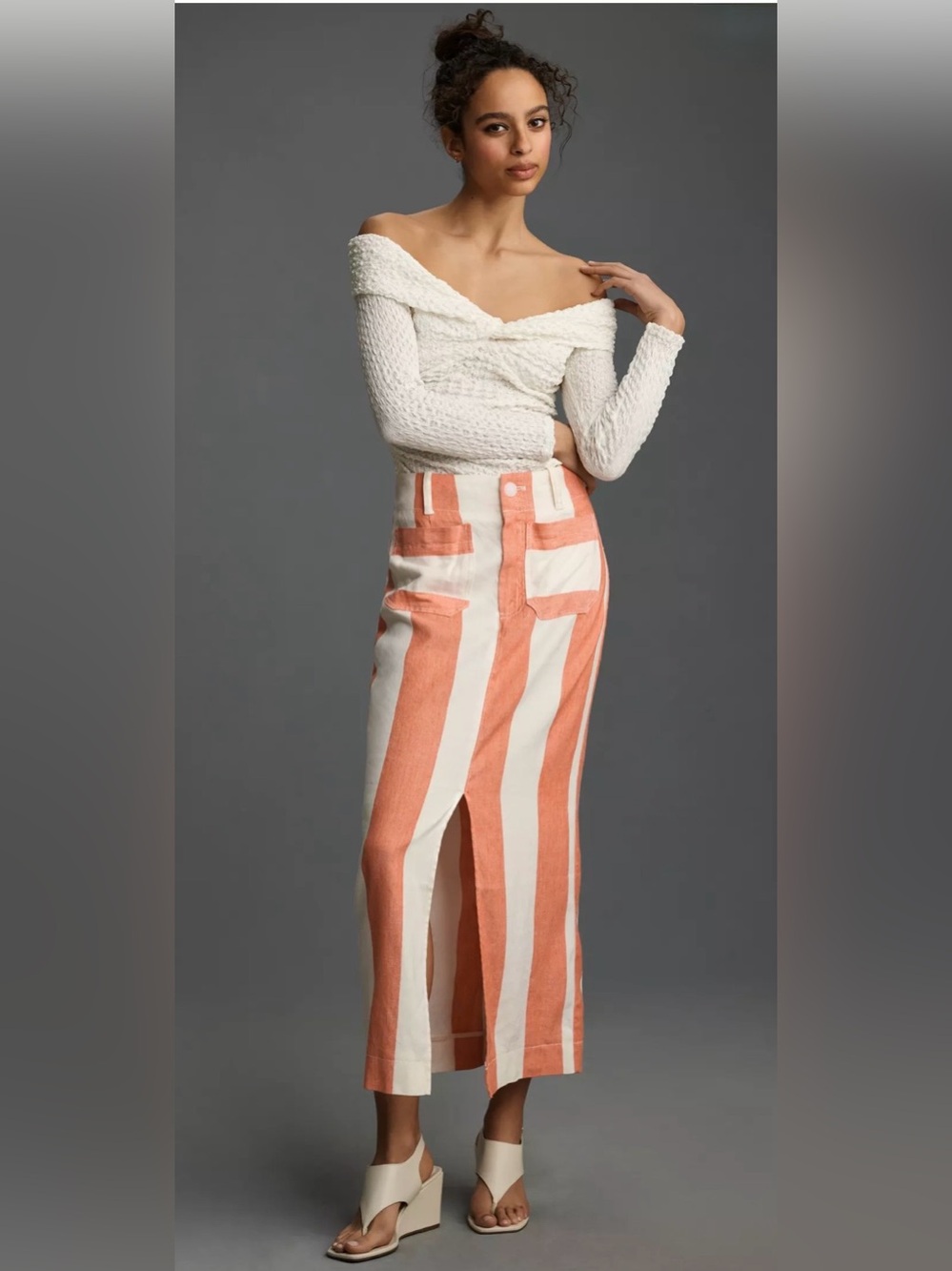 Anthropologie Maeve Colette Linen Stretch Midi Skirt Sz S